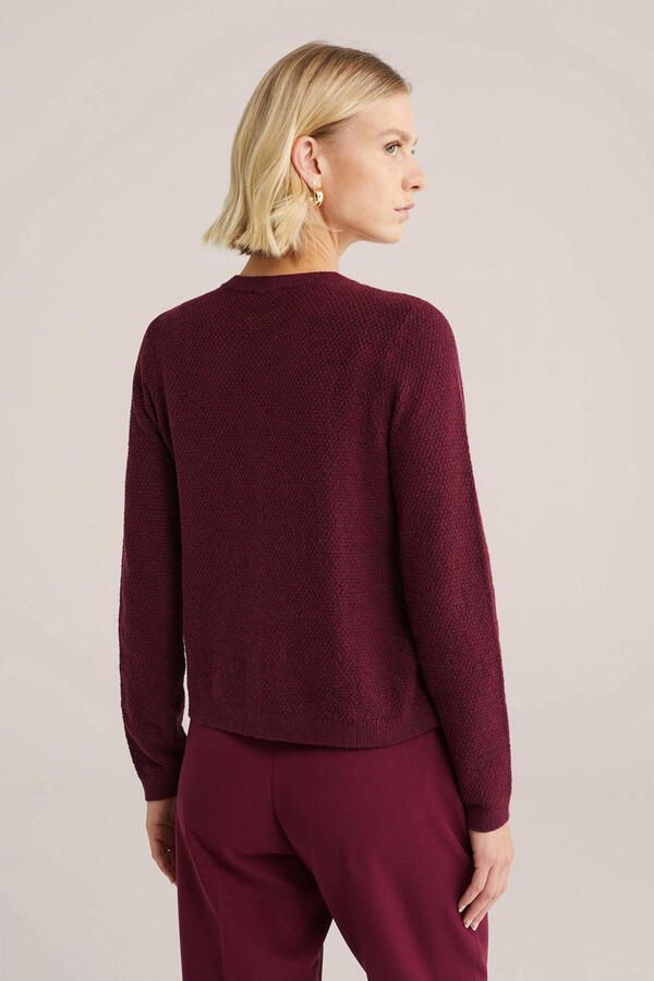 WE Fashion gebreid vest donkerrood - Foto 3