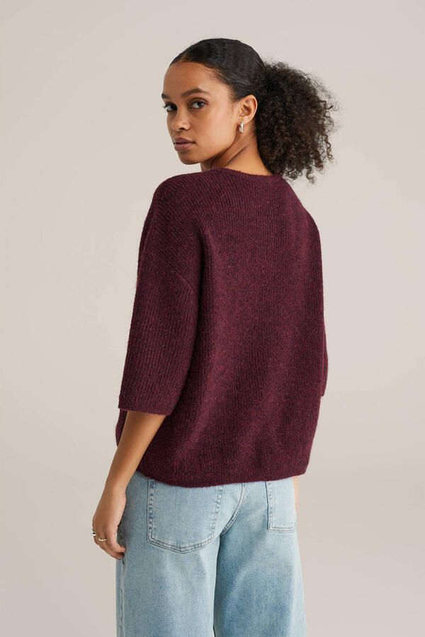 WE Fashion gebreid vest donkerrood - Foto 3