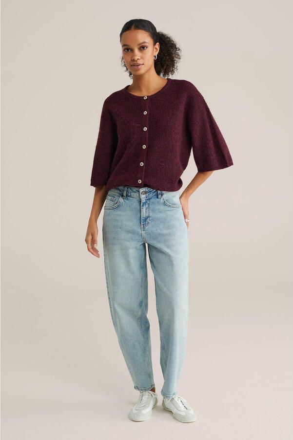 WE Fashion gebreid vest donkerrood - Foto 2
