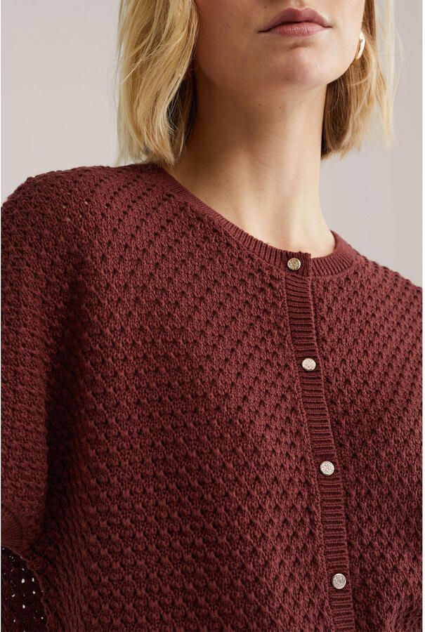 WE Fashion gebreid vest donkerrood - Foto 2