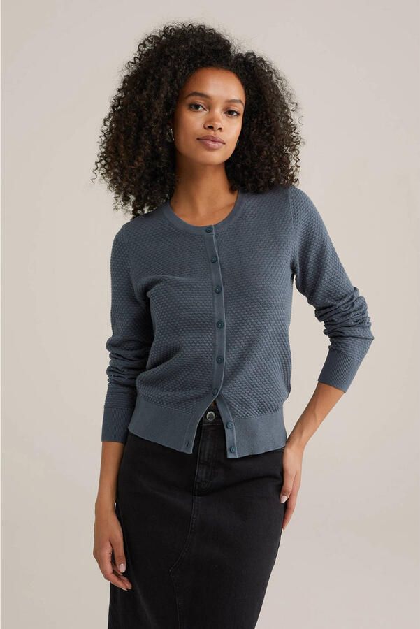 WE Fashion gebreid vest grijsblauw