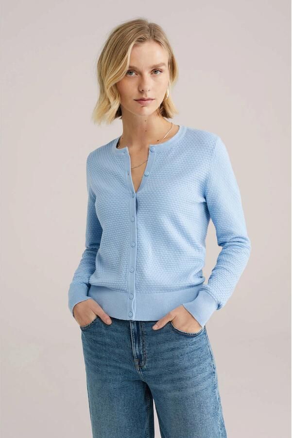 WE Fashion gebreid vest lichtblauw