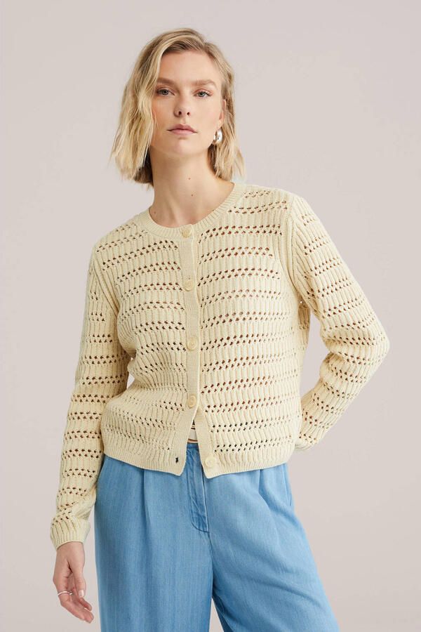 WE Fashion gebreid vest lichtgeel