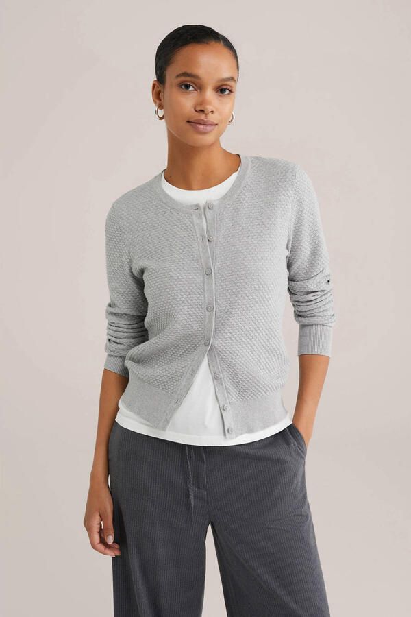WE Fashion gebreid vest lichtgrijs