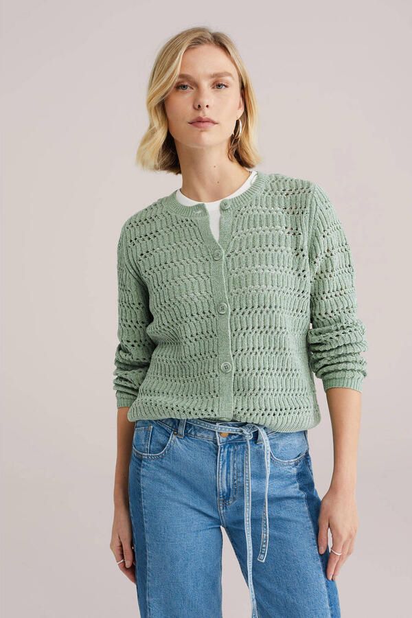 WE Fashion gebreid vest lichtgroen