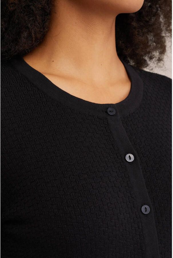 WE Fashion gebreid vest met ingebreid patroon zwart