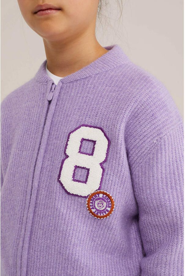 WE Fashion gebreid vest met patches en wol lila - Foto 2