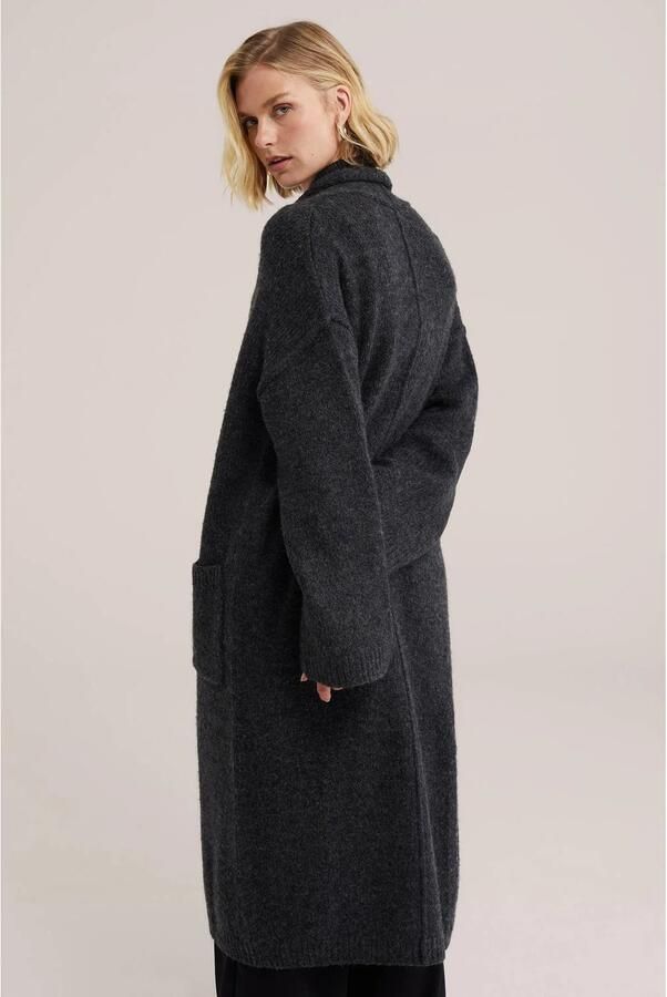 WE Fashion gebreid vest met wol antraciet - Foto 3