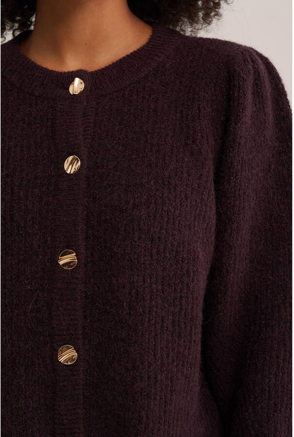 WE Fashion gebreid vest met wol aubergine - Foto 2