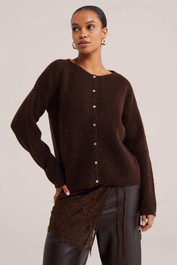WE Fashion gebreid vest met wol bruin