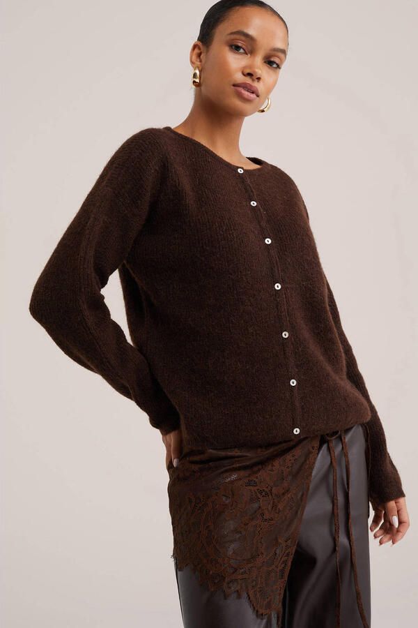 WE Fashion gebreid vest met wol bruin - Foto 3