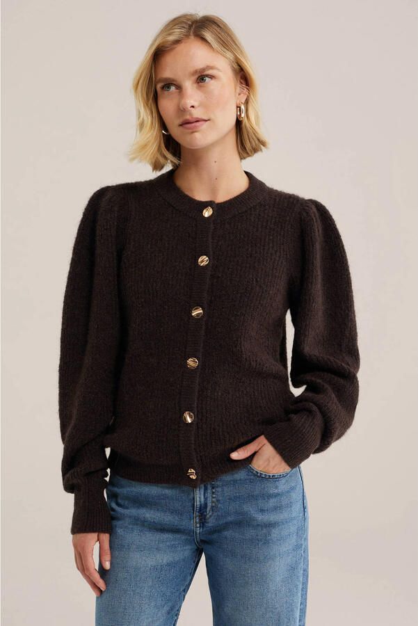 WE Fashion gebreid vest met wol bruin