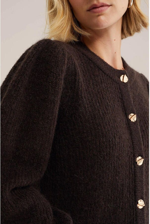 WE Fashion gebreid vest met wol bruin - Foto 2