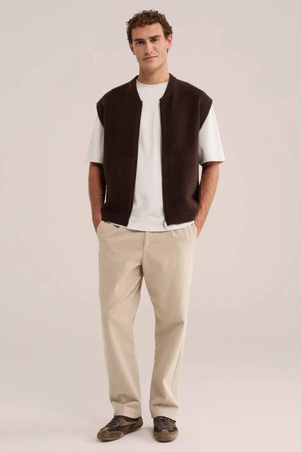 WE Fashion gebreid vest met wol donkerbruin - Foto 2