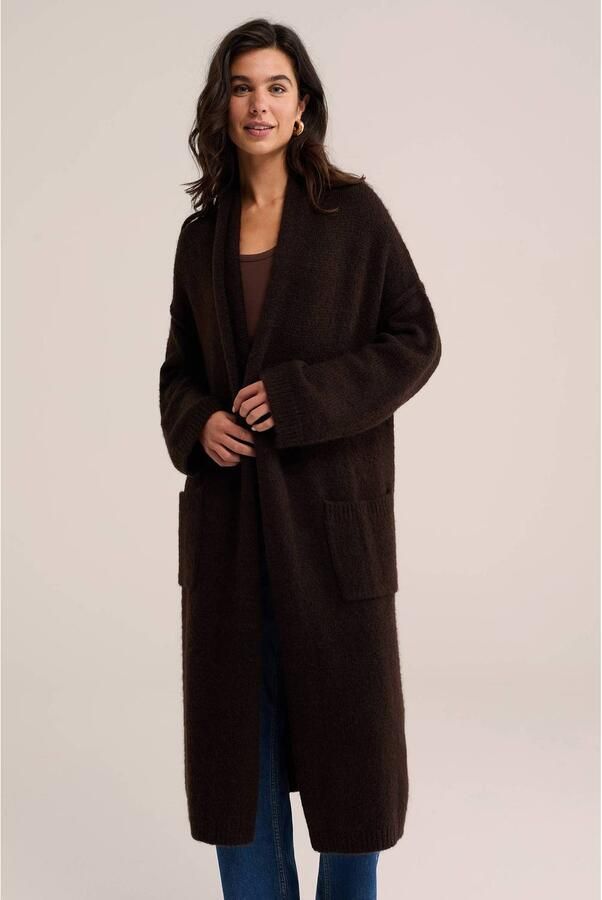WE Fashion gebreid vest met wol donkerbruin