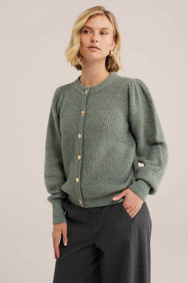 WE Fashion gebreid vest met wol groen
