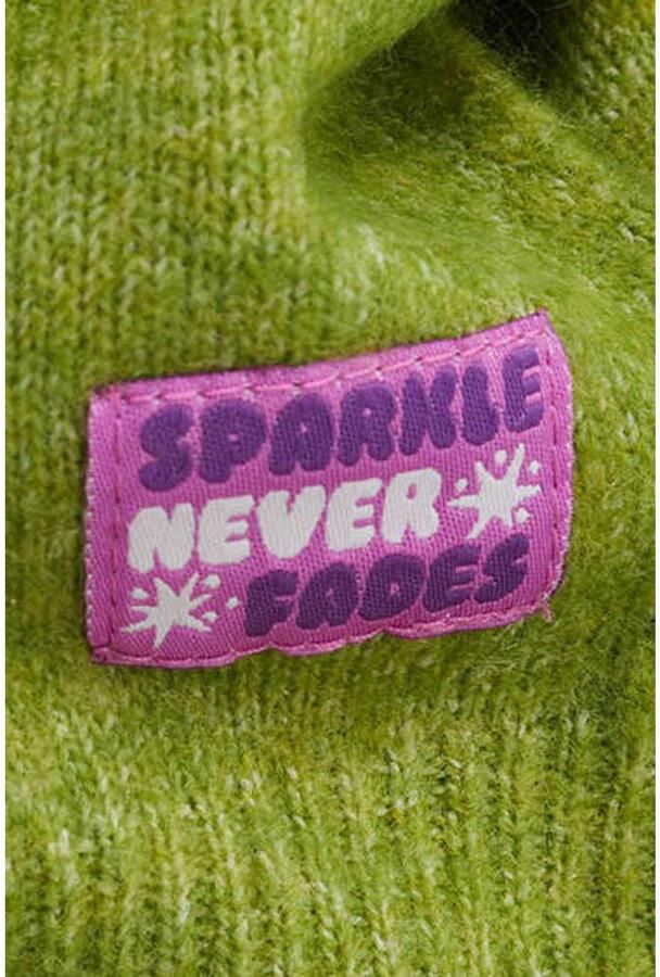 WE Fashion gebreid vest met wol groen Meisjes Polyester V-hals Effen - Foto 2