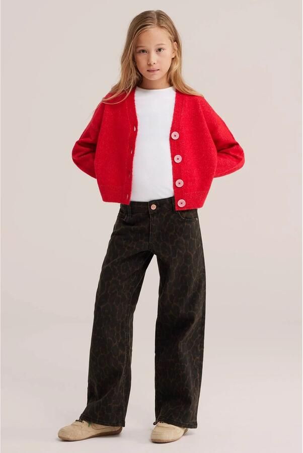 WE Fashion gebreid vest met wol rood Meisjes Polyester V-hals Effen - Foto 2