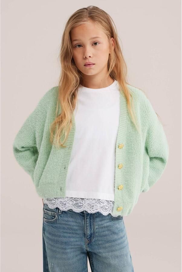 WE Fashion gebreid vest mintgroen