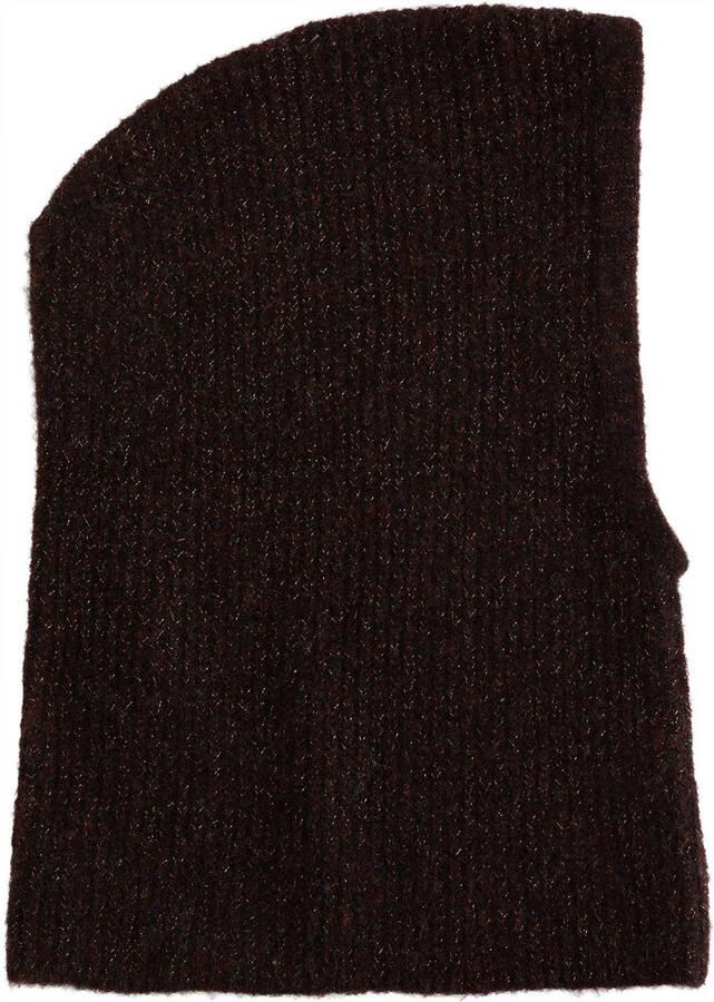 WE Fashion gebreide balaclava met lurex donkerbruin