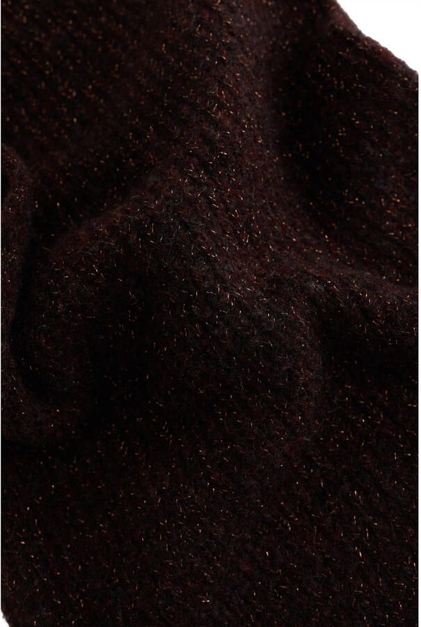 WE Fashion gebreide balaclava met lurex donkerbruin - Foto 2