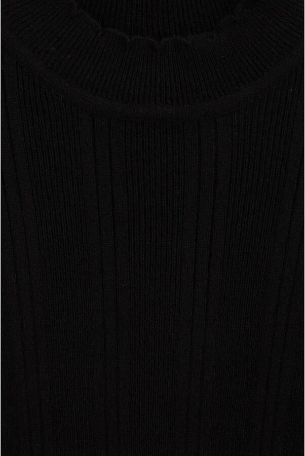 WE Fashion gebreide bodycon midi jurk zwart Meisjes Viscose Opstaande kraag - Foto 2