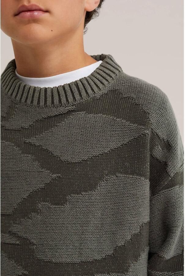WE Fashion gebreide camouflage trui donkergroen groen - Foto 2