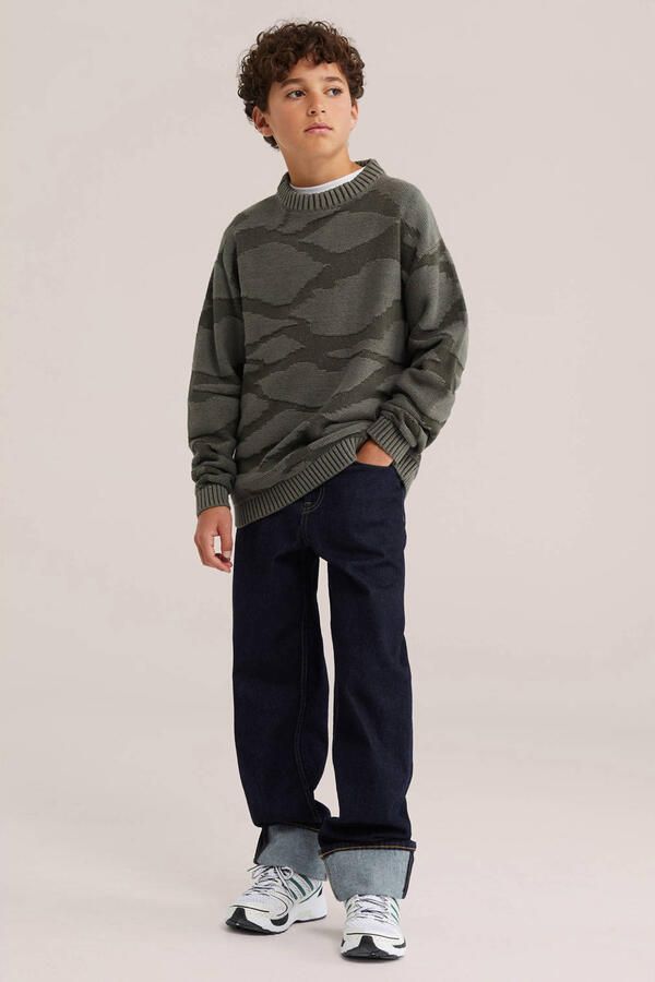 WE Fashion gebreide camouflage trui donkergroen groen - Foto 3