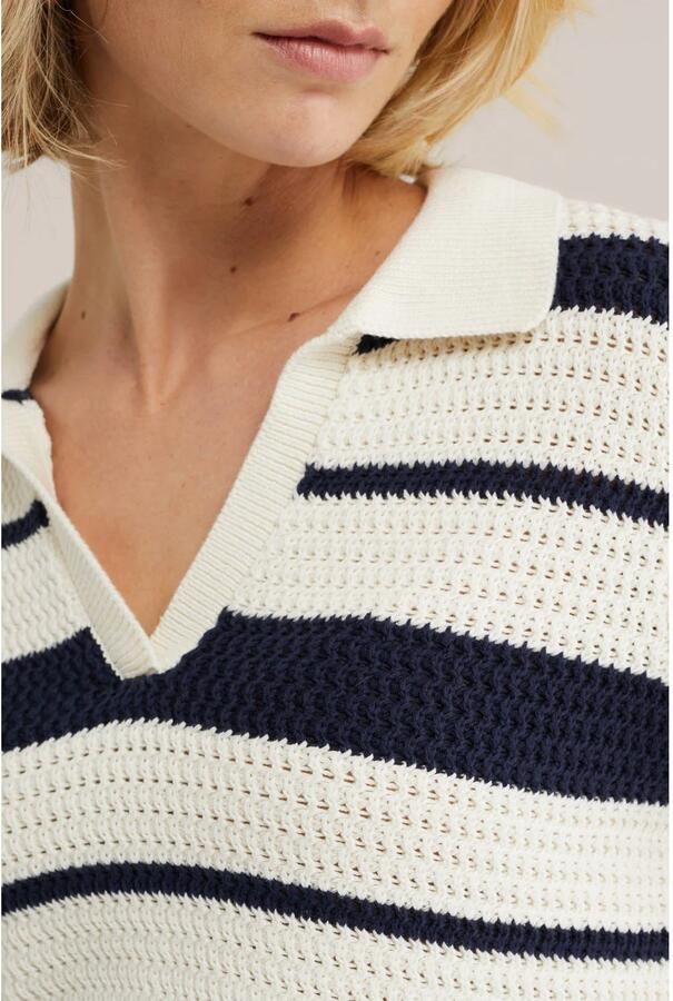 WE Fashion gebreide gestreepte polo blauw - Foto 2