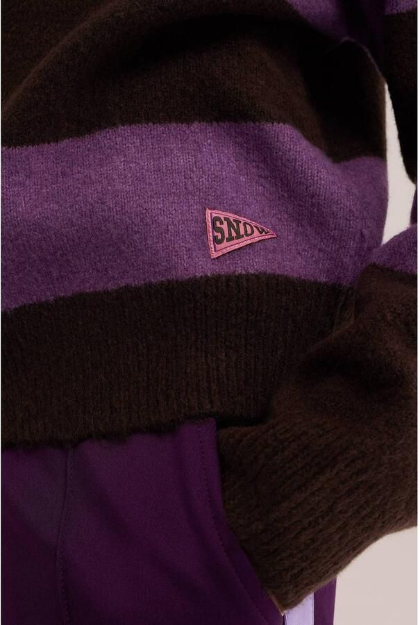WE Fashion gebreide gestreepte sweater paars Streep - Foto 2