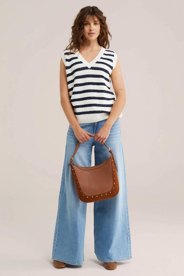 WE Fashion gebreide gestreepte top wit - Foto 3