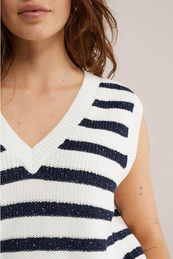 WE Fashion gebreide gestreepte top wit - Foto 2