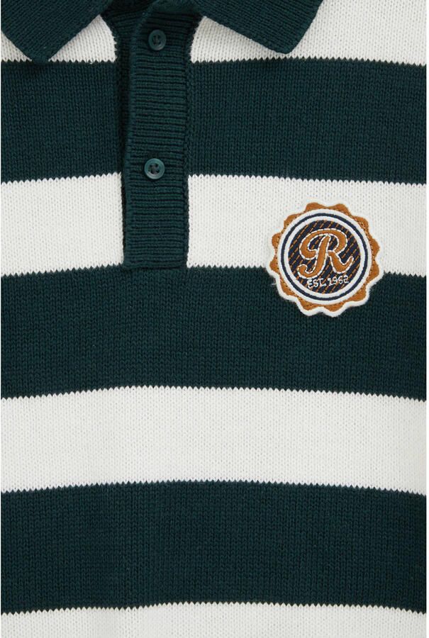 WE Fashion gebreide gestreepte trui met patches groen wit - Foto 3