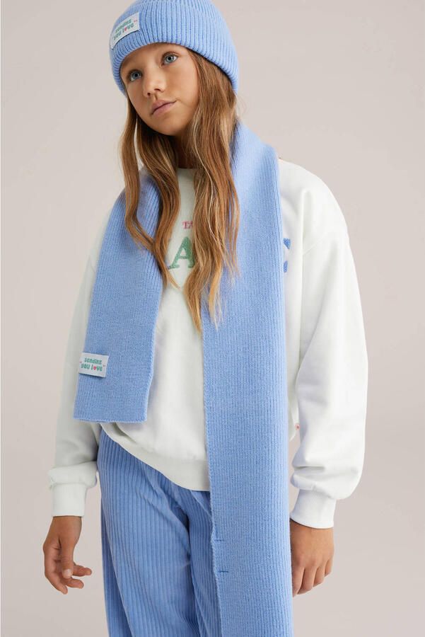 WE Fashion gebreide sjaal blauw