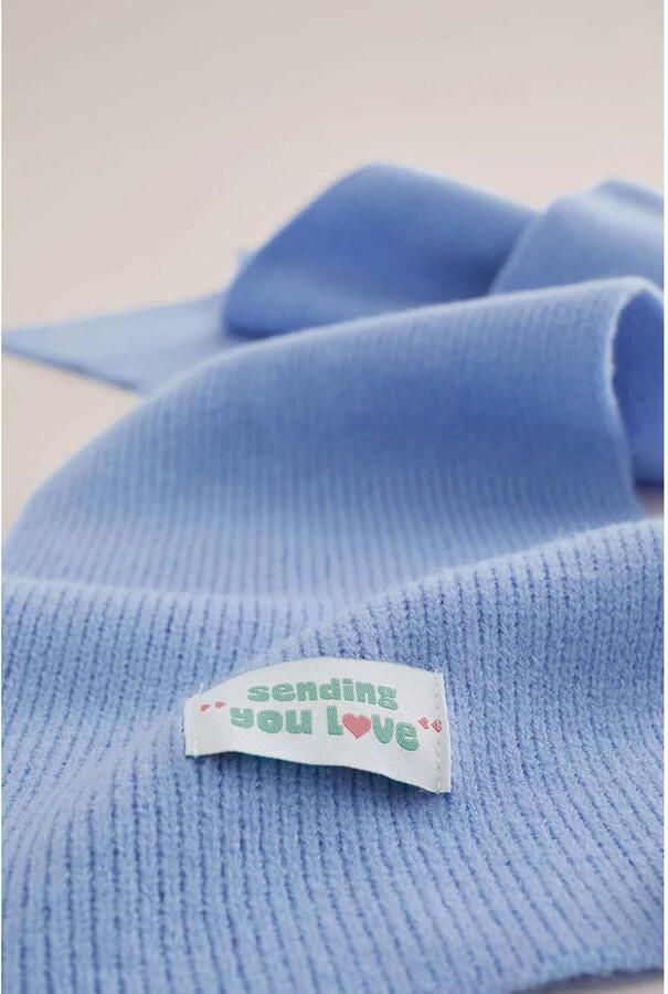 WE Fashion gebreide sjaal blauw - Foto 2