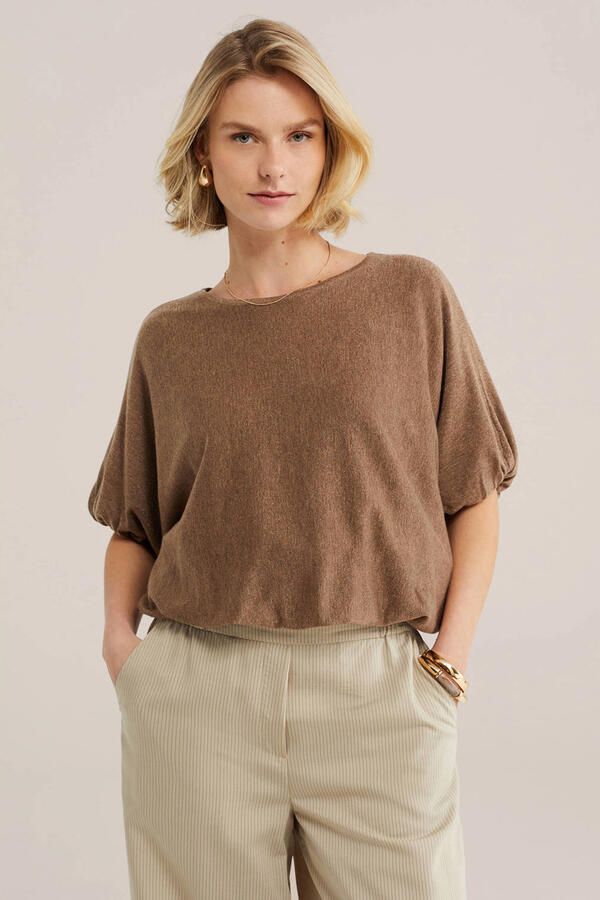 WE Fashion gebreide top bruin