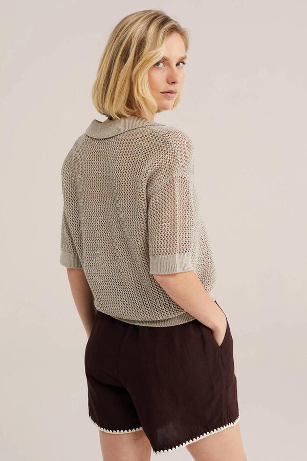 WE Fashion gebreide top crochet beige - Foto 2