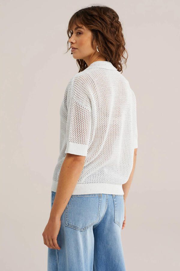 WE Fashion gebreide top crochet wit - Foto 2