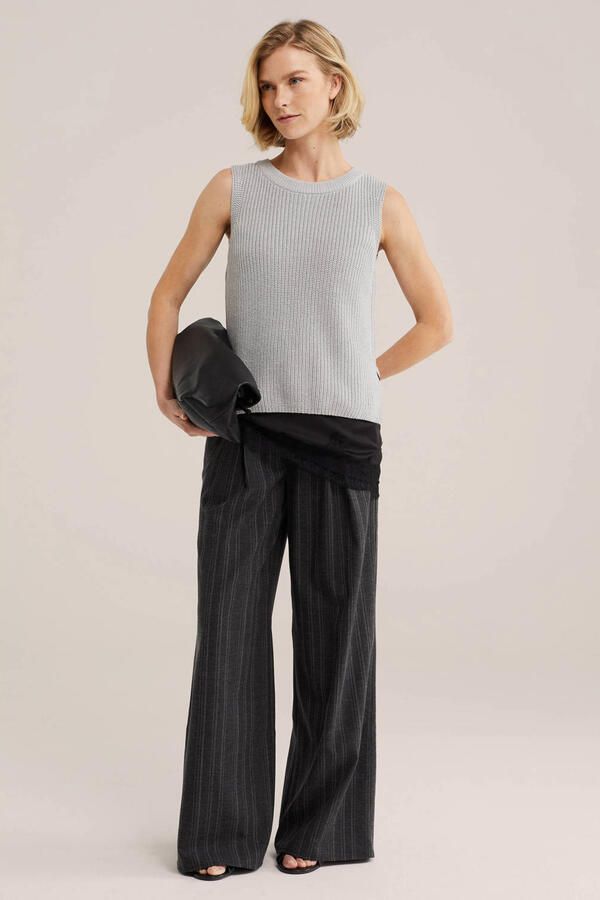 WE Fashion gebreide top lichtgrijs - Foto 3