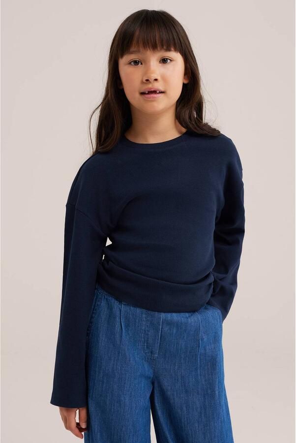 WE Fashion gebreide top marineblauw