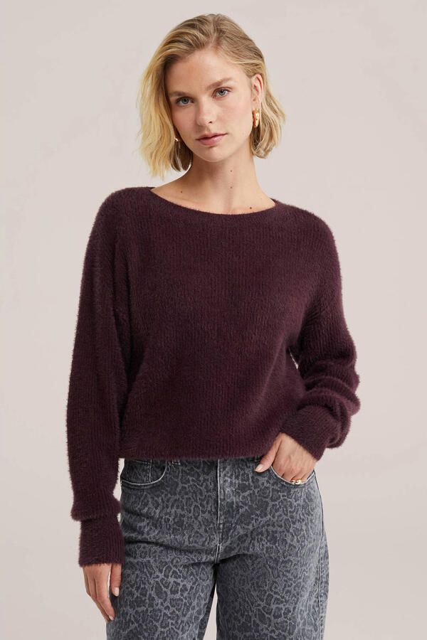 WE Fashion gebreide trui aubergine