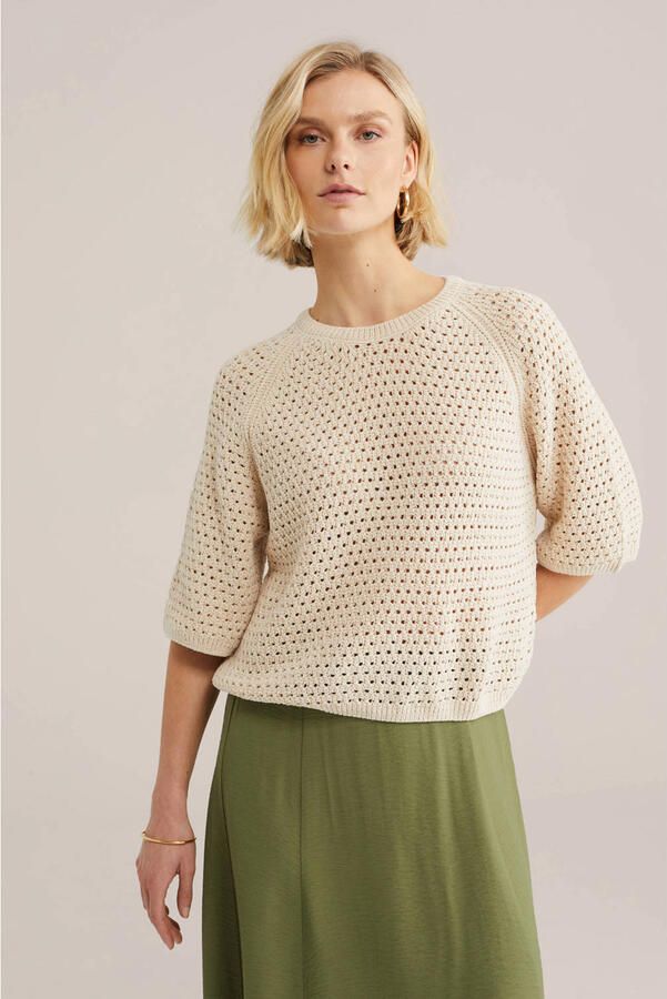 WE Fashion gebreide trui beige met lurex
