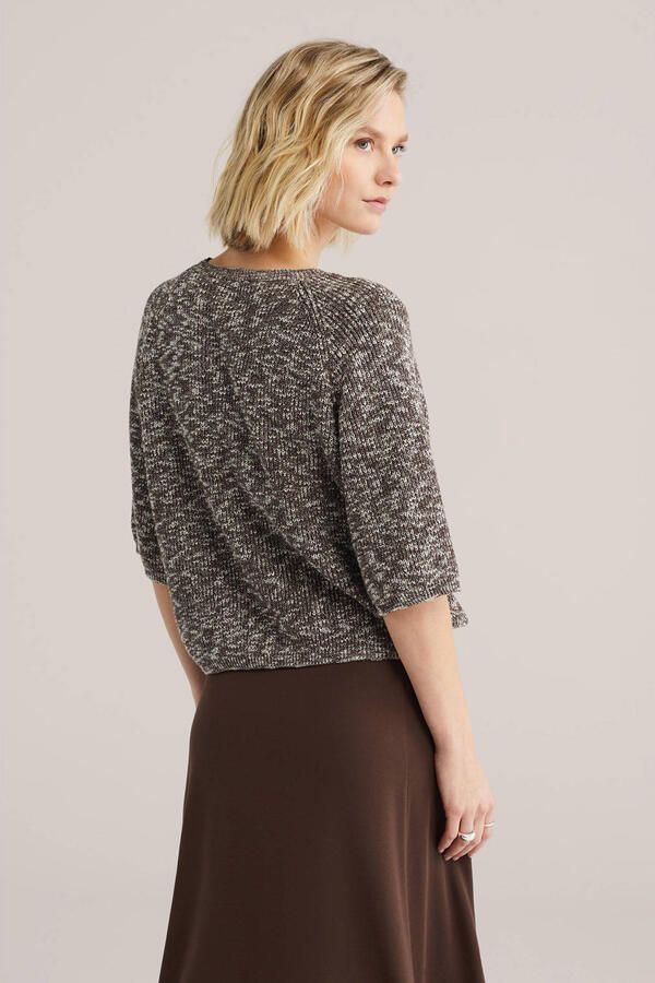 WE Fashion gebreide trui bruin met lurex - Foto 3