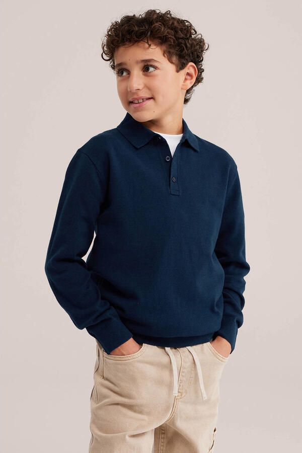 WE Fashion gebreide trui donkerblauw