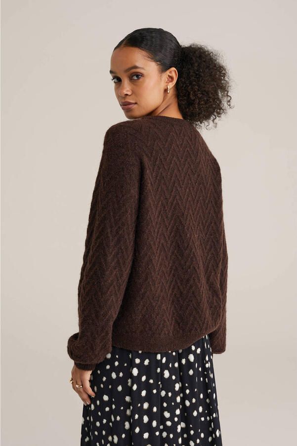 WE Fashion gebreide trui donkerbruin - Foto 3