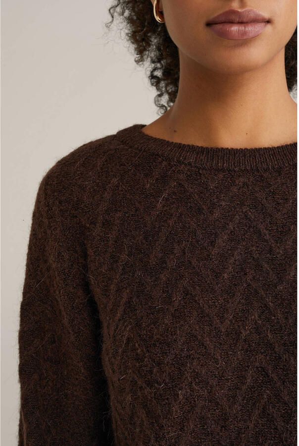 WE Fashion gebreide trui donkerbruin - Foto 2