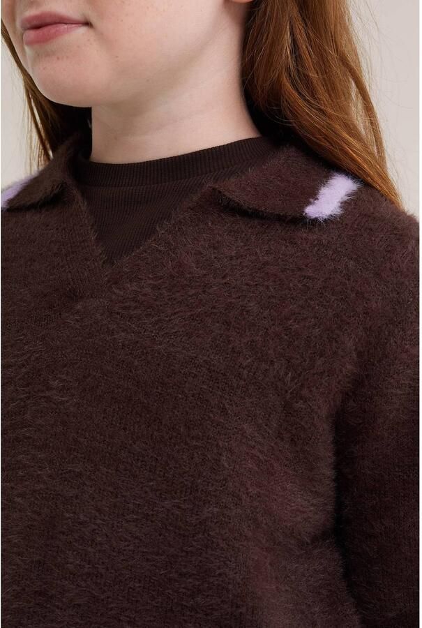 WE Fashion gebreide trui donkerbruin lila - Foto 2
