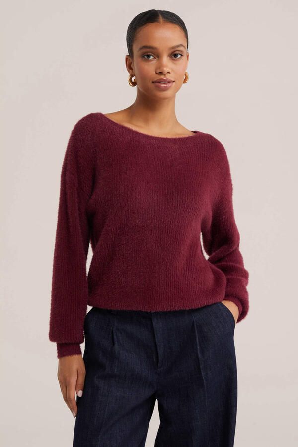 WE Fashion gebreide trui donkerrood