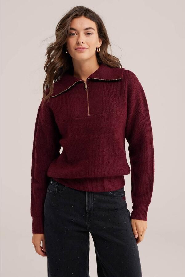 WE Fashion gebreide trui donkerrood