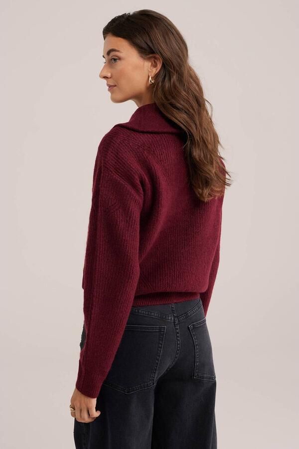 WE Fashion gebreide trui donkerrood - Foto 3